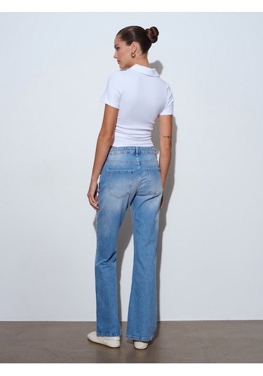 Dilvin 72300 Düşük Bel Bootcut Jean-mavi