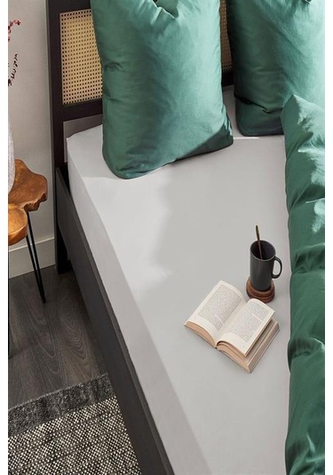 5 Adet Düz Pamuklu Tek Kişilik 80 X 200 X 30 Cm Lastikli Penye Çarşaf Gri-mavi