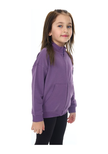 Toontoy Kız Çocuk Baskılı Hırka Mor