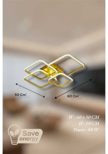 Ey Shop Eskitme 4 Lü Kare Model 3 Renk Led Avize Eskitme Gold