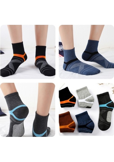 Willowhaven Erkek Pamuklu Koşu Çorapları, Nefes Alabilir, Nem Emici, Diz Üstü, 5 Çift, Gri+siyah+mavi+kahverengi Siyah