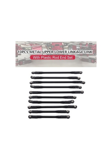 Axial Scx10 Iı 90046 90047 İçin Yüksek Kaliteli Metal Çekme Çubukları Seti - 10 Parça Siyah