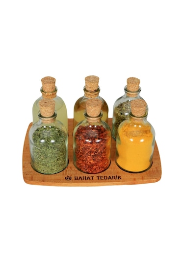 Doğal Hijyenik Mini  Baharatlık Seti Takımı 7 Parça Şeffaf