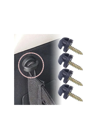 Pazly Araç Bagajı İçin Pratik Çanta Filesısı 4 Adet Siyah Abs Kanca, 38x25mm