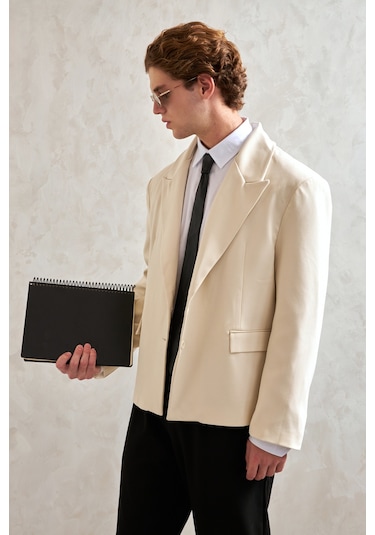 Hyman Erkek Oversize Blazer Ceket Ekru