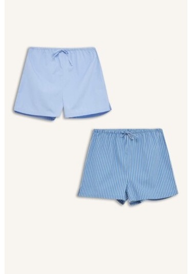 Defacto Fall İn Love Çizgili Kısa Boy Poplin 2li Şort Alt E2458ax24aube757 Mavi