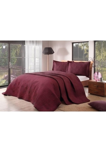 Taç Perla Çift Kişilik Yatak Örtüsü Takımı Bordo