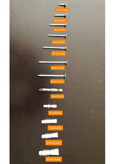 327 Parça 13 Çeşit Vida Seti, Dübelli Sunta Vidası,takım Çantalı