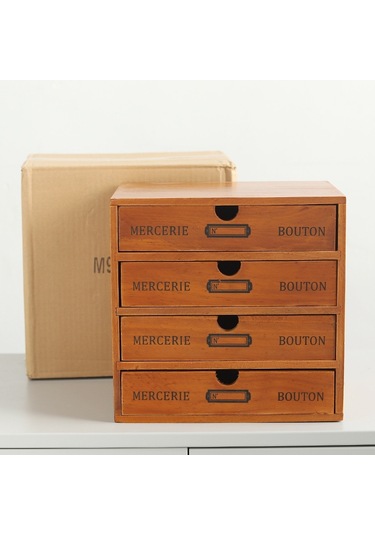 Sones Bir Pompalı Retro Ahşap Çekmeceli Depolama Dolabı Masası