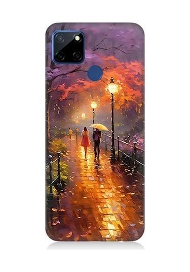 Realme C12 Uyumlu Yağmurlu Park Desenli Silikon Kılıf