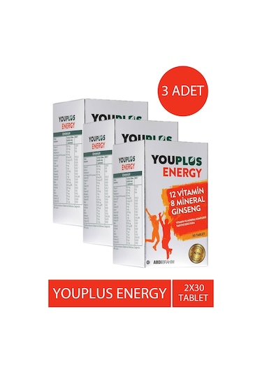 Youplus Energy 12 Vitamin 8 Mineral Ginseng 3 x 30 Tablet