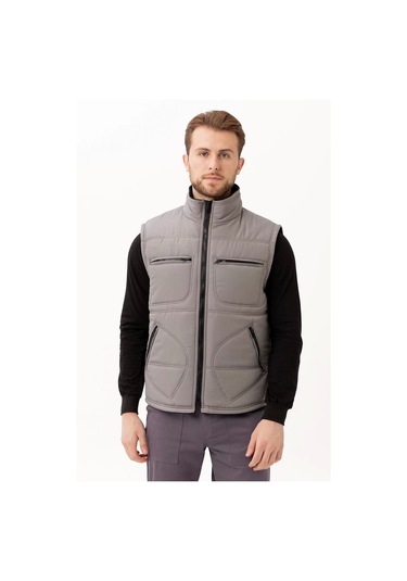 Kışlık Su Geçirmez Çok Cepli Yelek Isı Yalıtımlı Melesa İş Outdoor Suya Sıcak Tutucu Gri