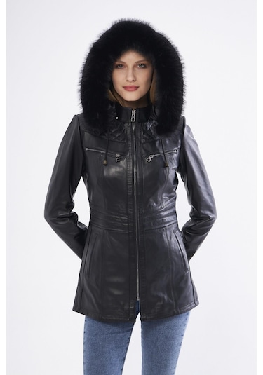 Derinss Dka2332 Hakiki Deri Kadın Siyah Mont 001