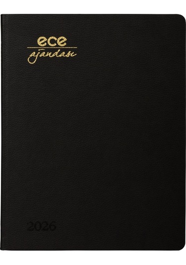 Ece Ajandası Alaçatı 2026 Siyah - Haftalık 110gr. İthal Kağıt Lastikli 18,5x23,5 Siyah