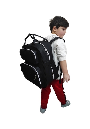 USF Bebek Bakım Çantası Organizatör Fonksiyonel Anne Bebek Bakım Sırt Çantası Siyah