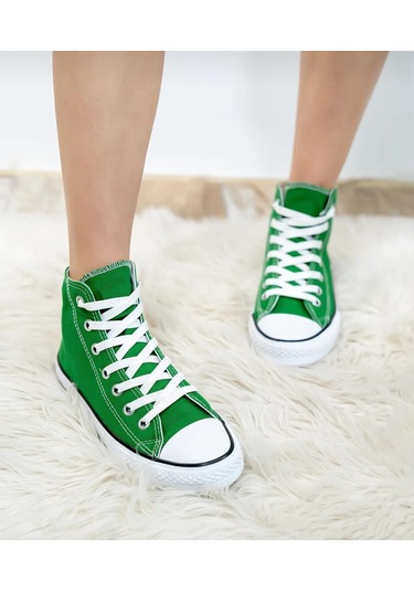 Bağcıklı Unisex Uzun Keten Ayakkabı-yeşil-121 Yeşil
