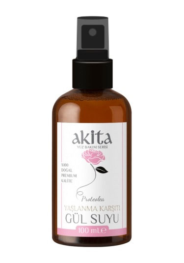 Akita Doğal Yaşlanma Karşıtı Cam Şişe Gül Suyu 100 ML