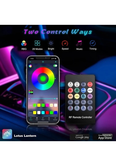 Xuweiwei Kablosuz Uygulama 6sı 1 Arada 8m Rgb Araba Led Şerit Işıkları Uzaktan Kumandalı 16 Milyon Renkli Müzik Senkronize Ortam Aydınlatma Kitleri