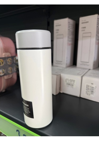 Paslanmaz Çelik Termos Su Şişesi 350ml Vakumlu Kapak Krem İthal Ürün Krem