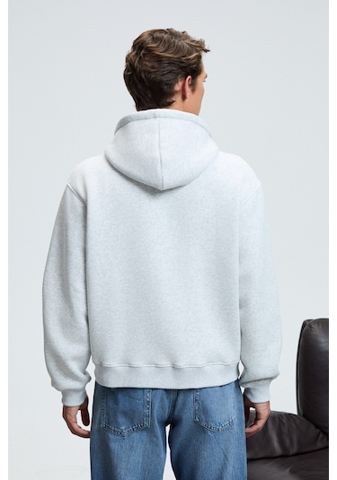 ASHBY Erkek Kapüşonlu Fermuarlı Cepli Kordonlu Regular Fit Grimelanj Sweatshirt