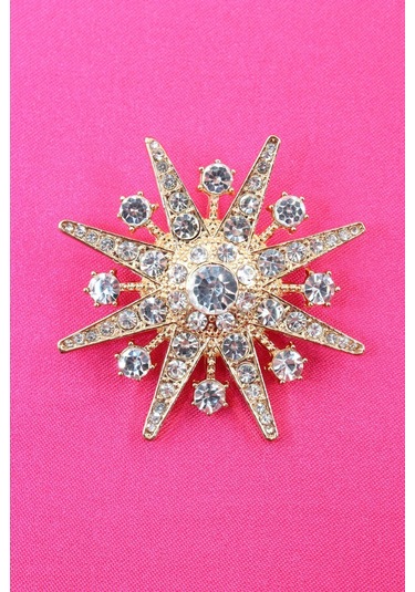 Gold Kar Tanesi Broş. Taşlı Tasarım Broş. Yaka İğnesi Broş. Kadın Broş. Erkek Broş. Broş. Unisex Gold