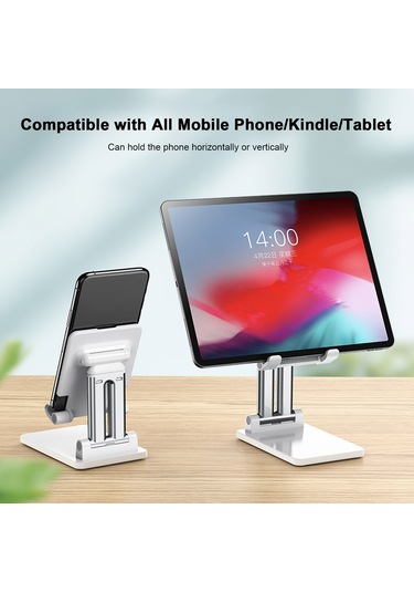 Springsun Düzenleyici Yükseklik Ve Açı, Çift Çubuklu, Çok Uyumlu, Çevrilir Masaüstü Telefon Ve Tablet Tutucu, Kaymazsız Taban, Siyah Model T7 Siyah