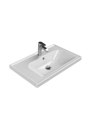 Turkuaz Cerastyle Frame Etajer Uyumlu Damlalıklı Lavabo 70 45 Cm Beyaz