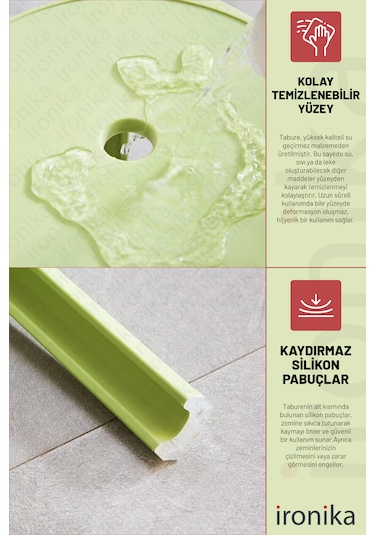 Kaymaz Ayaklı İç İçe Geçebilen Plastik Tabure 4 Adet-yeşil