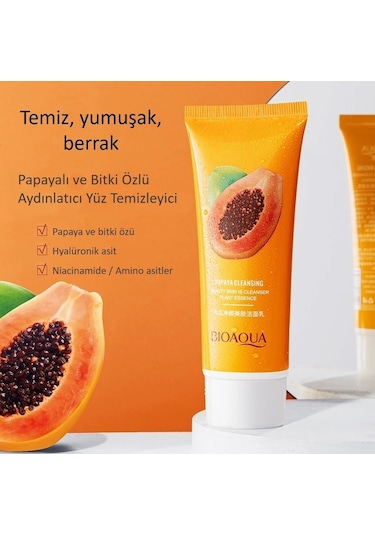 Bioaqua Papaya ve Bitki Özlü Aydınlatıcı Yüz Temizleme Jeli 100 G