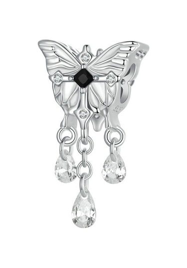 S925 Ayar Gümüş Platin Kaplama Kelebek Püskül Boncuklu Kolye Scc2868 Çok Renkli