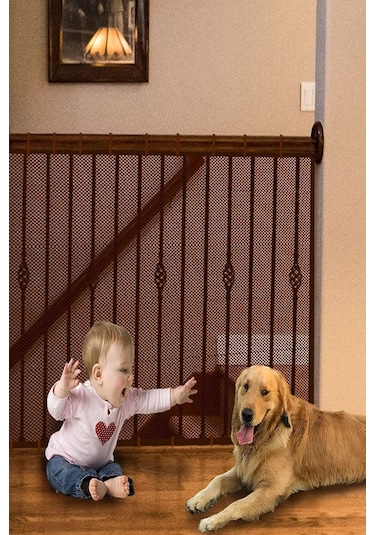 Kahverengi Güvenlik Kapısı Bebek Merdiven Balkon Güvenlik Filesi Evcil Hayvan Filesi 2.35mt X 75cm Çok Renkli