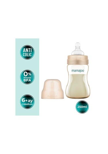 Mamajoo Gold Plus Anti-kolik Biberon 250 Ml, 6 Ay+, Orta Akışlı, Pes Materyal