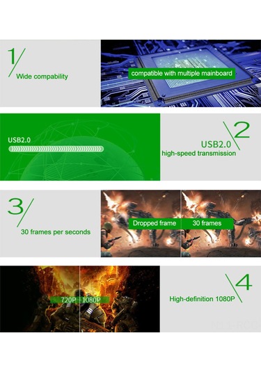 Ruicoo Dm-hf200 Usb 2.0 Ses Ve Görüntü Yakalama Kartı - 4k Destekli, Obs Ve Canlı Yayın Uyumlu