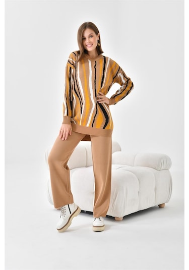 Ftz Women Kadın Zebra Desen İkili Takım Bisküvi 20503-bisküvi Kahverengi