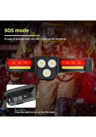 Wison Ws-2030 Sensörlü 6 Mod Dahili Pilli Type-c Şarjlı Kafa Feneri Siyah