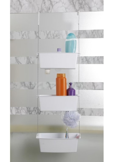 Primanova Üç Gözlü Duş Sepeti Beyaz Pratik Asılabilir Yapı N43 Çok Renkli