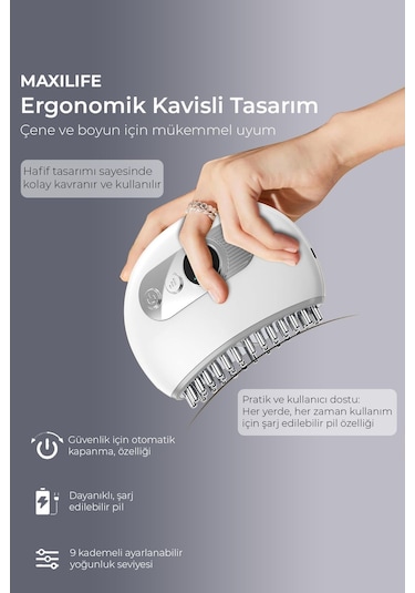 Tmj Masaj Cihazı Isı, Titreşim Ve Tens Pulse Özellikli Şarjlı Mini Masaj Aleti Beyaz