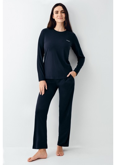Pierre Cardin 9109 Modal Uzun Kol Kadın Pijama Takımı V1 Lacivert