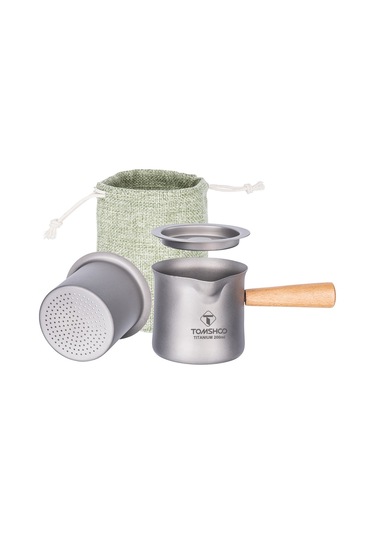 Tomshoo Titanyum Çay Kupa Çay Süzgeçli Açık Kamp Titanyum Y28369 Gümüş