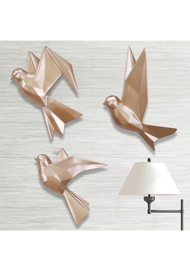 Mouette 3'lü Dekoratif Kuş Vizon