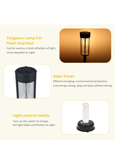 Geeroyoo Güneş Enerjili Bahçe Aydınlatma Led Lamba, Ip65 Su Geçirmez, 2'li Paket, Siyah