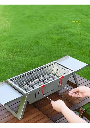 Shufa Taşınabilir Paslanmaz Çelik Mangal / Barbekü Hediye Taşıma Çantası Dahil Gri