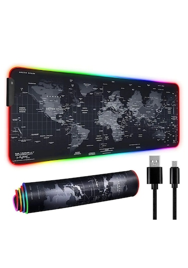 Cm Rgb 90x04 Dünya Harita Desenli Mouse Pad Led Işıklı Gaming