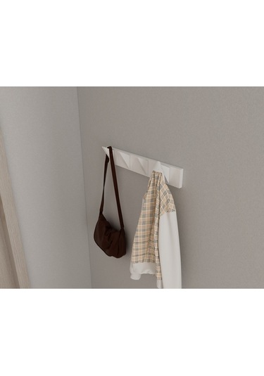 Hepsi3boyutlu Modern Duvar & Kapı Kanca Askılık - 4 Adet Beyaz Kanca Askılık - Model No : 5 Beyaz