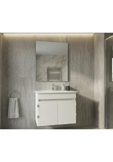 Creavit Flexio 65 Cm Katlanabilir Banyo Dolabı Beyaz Set