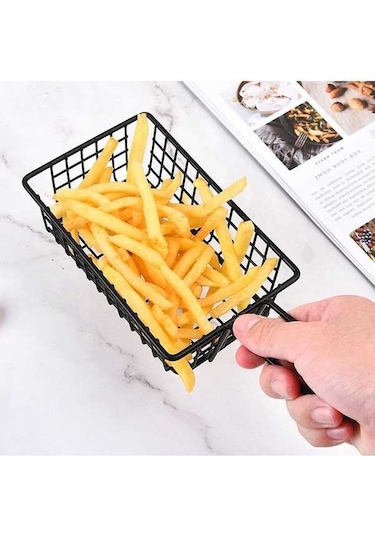 Pazly Yemek Süzgeçleri Sepet Kızarmış Gıda Filtre Sepeti Mutfak Pişirme Aracı Kızartma Durulama Çok Renkli Siyah 8x5.4x16.2cm Demir Çok Renkli
