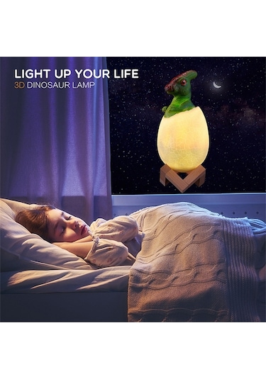 Sones Parasaurolophus Şekli Yaratıcı Dokunmatik 3d Dekoratif Gece Lambası, 16 Renkli Okşama Uzaktan Kumanda Versiyonu Çok Renkli