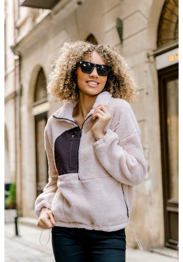 Scorp Fever Kadın Peluş Sweatshirt Bej Standart Çok Renkli