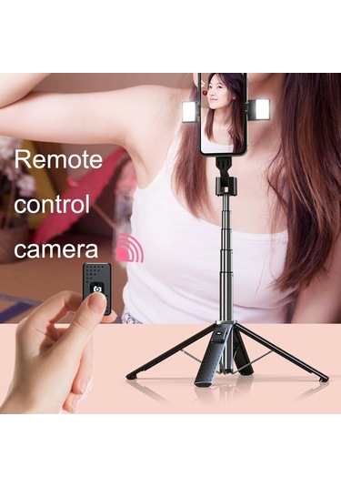 Cbtx Telefon Canlı Braketi Bluetooth Selfie Tripod, Yüksek: 104cm Alüminyum Alaşım + Çift Dolgu Işıkları