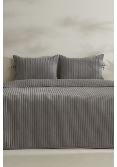 Karaca Home Elie Çift Kişilik Yatak Örtüsü Seti Gri Gri